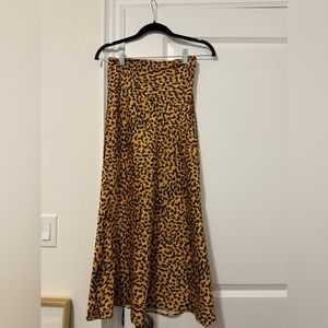 & Other Stories Yellow and Black Leopard Midi Skirt